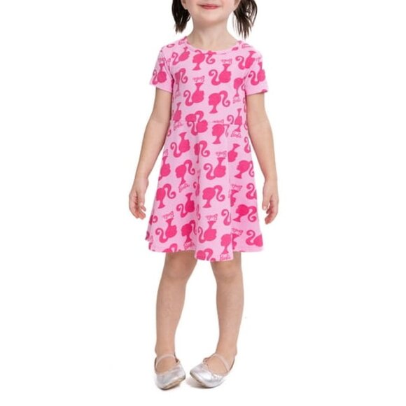 Cute Barbie Print Skater Dress For Toddler Girls, Super-Soft Cotton Size 2T - 5T - Picture 3 of 6